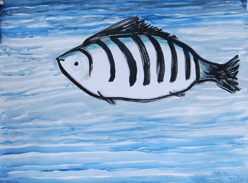 Kartick Chandra Pyne Fish Surrealist Watercolour on Paper 30x20 inches