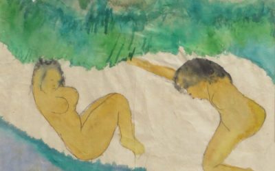 Kartick Ch. Pyne Nude Watercolour on Rice Paper 18x24 inches 2005