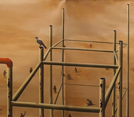 Pratul Dash On Higher Grounds Oil on Canvas 108x48 inches