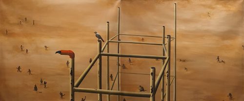 Pratul Dash On Higher Grounds Oil on Canvas 108x48 inches