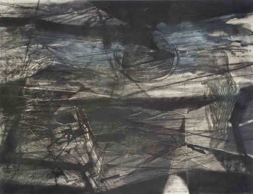 Arindam Chatterjee The Crazed Moon Oil Acrylic Charcoal & Pastel on Paper 47.5x36 inches 2009