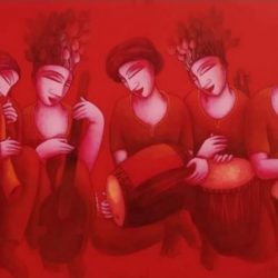 Samir Sarkar Sound 70 Acrylic on Canvas 72 x 36 inches