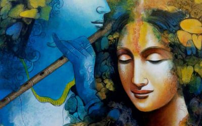 Saikat Patra Radha Krishna Mixed Media on Canvas 24x24 inches