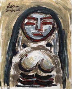 MOD038 Rabin Mondal A Lady Acrylic on Board 10.75 x 13.5 inches 2014 | now 62000 ( delivered Unframed )