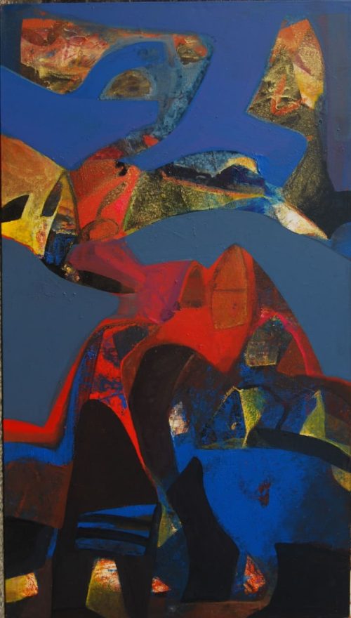GK-195 Tapas Ghosal Mixed Media on Canvas 48x27 inches 2014 INR 160,000/- NOW 40,000/-