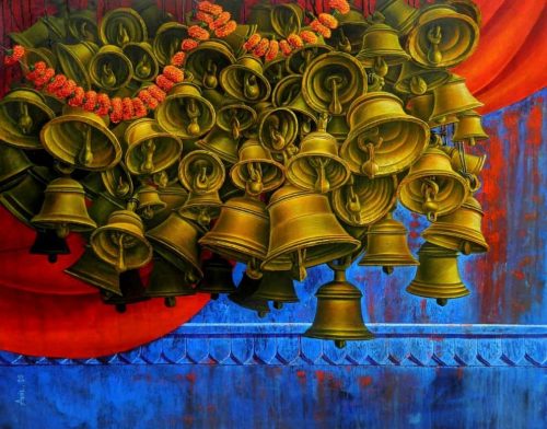 Anil Kumar Yadav Aradhana Acrylic on Canvas 60x48 inches 2020  | 150000/-