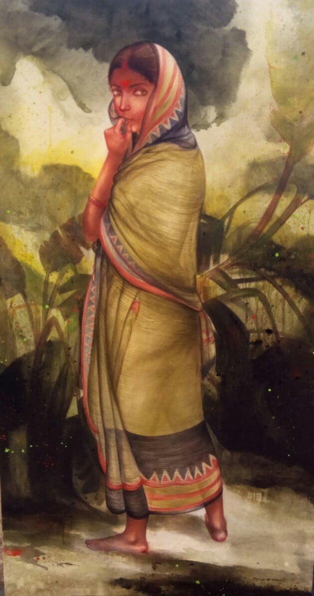 Beautiful Rural Indian Women Paintings by Tamilnadu artist ilayaraja –  GIRIDHARAN