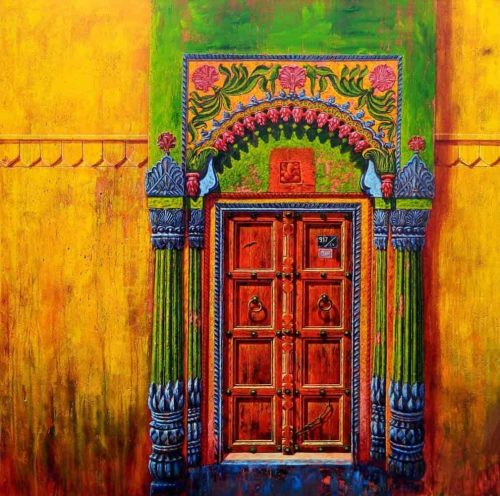 Anil Kumar Yadav Door-IX Acrylic on Canvas 48x48 inches 150000/- NOW 110000/-
