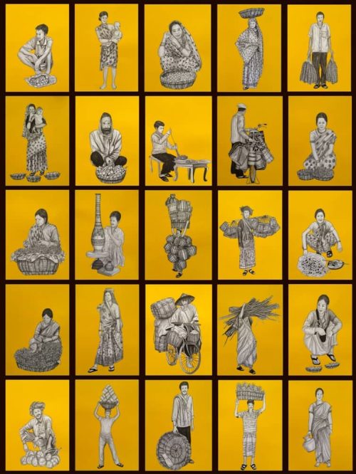 Kapil Anant Indian Shining Acrylic Ink on Canson Paper 8.3x11.9 inches 2021 (Set of 25) each
