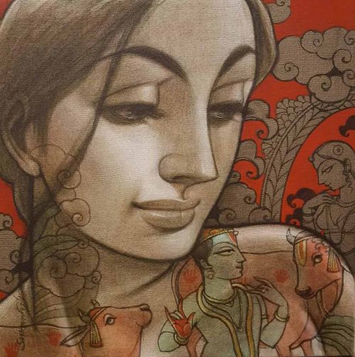 GK-114 Sukanta Das Mixed Media on Canvas 12x12 inches INR 28500/- NOW 15000