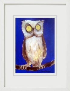 Shuvaprasanna Bhattacharya Owl Acrylic & Charcoal on Paper 8x4 inches