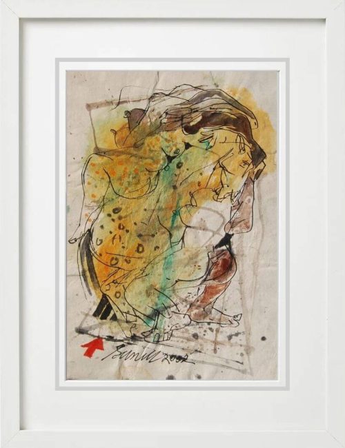 GK-057 Sunil Das Erotic Series Frame 11 x 8.5 Mixed Media and Water colour on Paper : Set of TWO 100,000/- Each/-