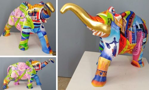 Venkat Bothsa Elephant Paint of Fiber Glass L 25.5 x B 7.5 x H 13.5 inches