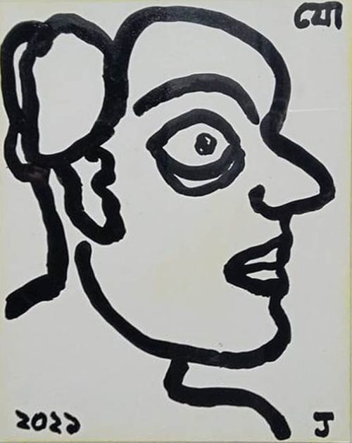 Jogen Chowdhury Ink & Pastel on Paper 10.8 x 8.5 inches 2021 SOLD