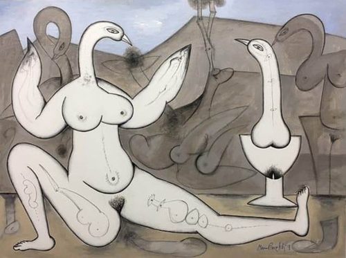 Manu Parekh Untitled Acrylic & Charcoal on Canvas 36x48 inches 2009