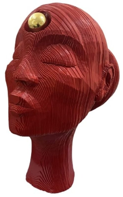 Naman Mahipal Modern Indian Woman MDF Brass and Stone L 25 x B 15 x H 30 inches