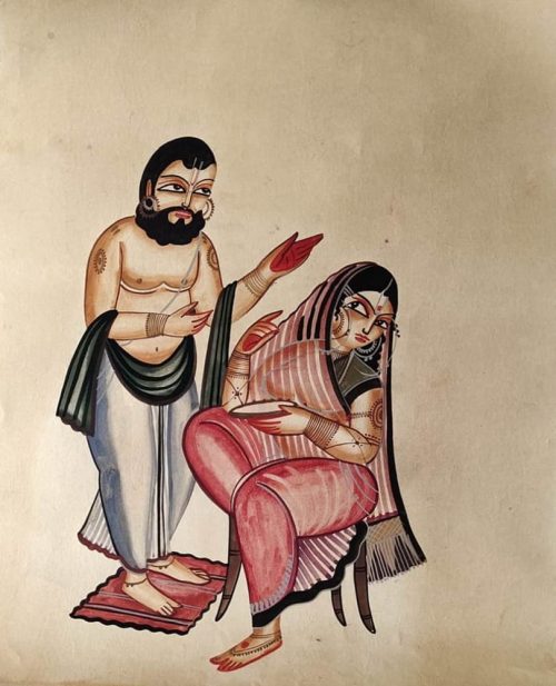 Old Kalighat Pat Paintings Gouache on Paper 30x22 inches