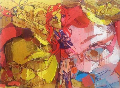 Uday Mondal Untitled Acrylic Metallic Gold on Canvas 72x96 inches 2021