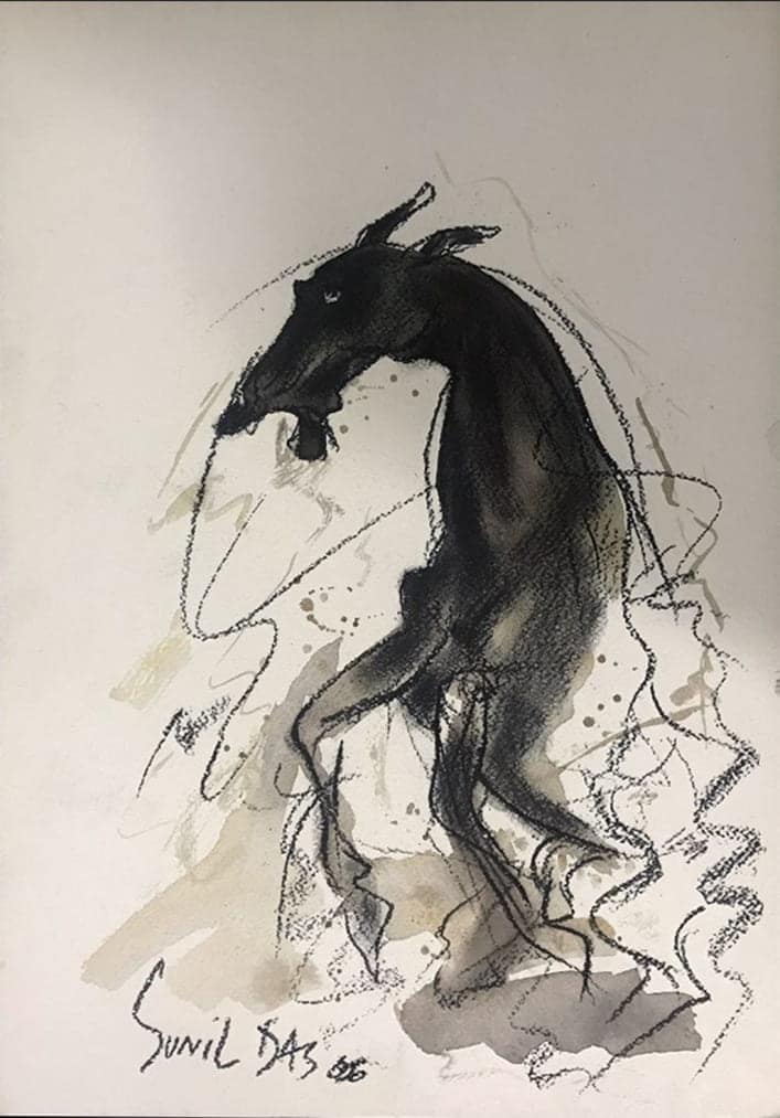 Horse, Charcoal on Paper by PadmaShree Artist Sunil Das “In Stock ...