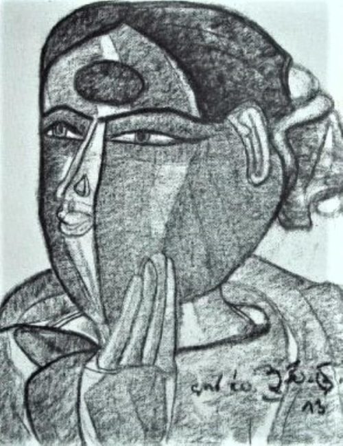 Thota Vaikuntam Charcoal on Canvas 9x12 inches
