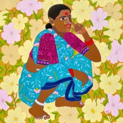 Laxman Aeley Poolamma Series Acrylic on Linen Canvas 48 x 48 inches 2021