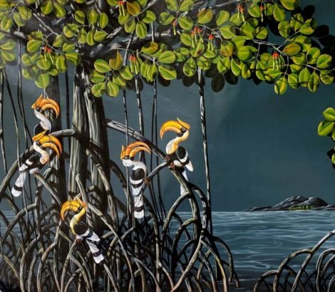 Varghese Kalathil Blooming Spring Mangroves Acrylic on Canvas 90 x 52 inches