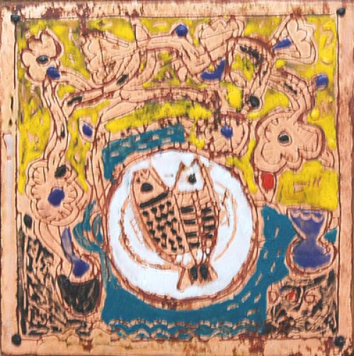 Dilip Mitra | Vitreous Enamel on Copper Plate | 4 x 4 inches | INR 4000/- delivered