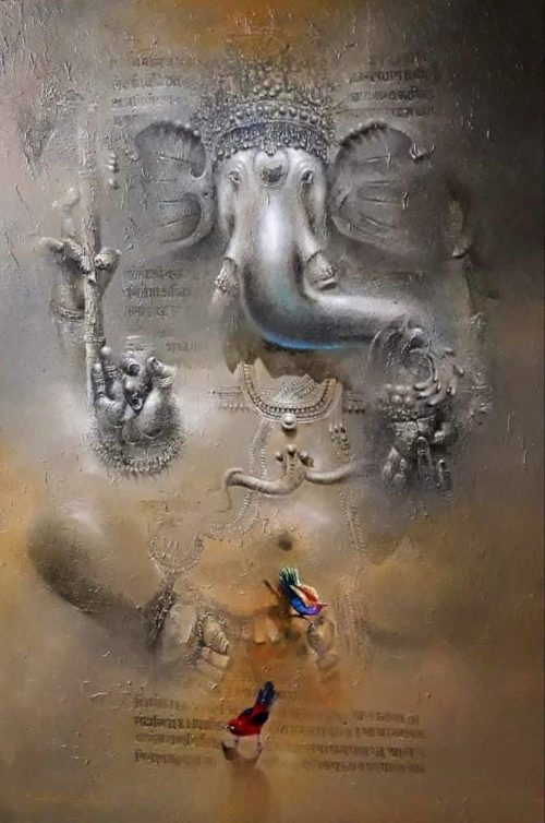 Sudipta Kundu | Ganesha | Acrylic on Canvas |
36 x 24 inches | INR 75000/- Delivered rolled
