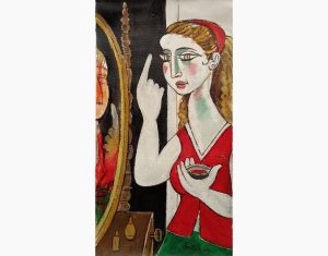 Young Women before the Mirror, Figurative, Acrylic on Canvas