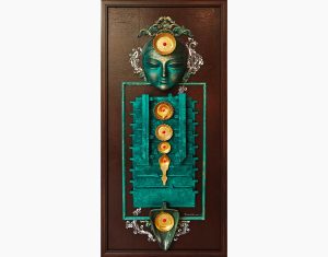 Devi, Wood, Fiber, Metal, Ceramic Mixed Media H 46.1 x W x 22 x D 5.25 inches