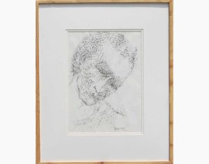 Face II; potrait of a common man in chinese ink by Akbar Padamsee