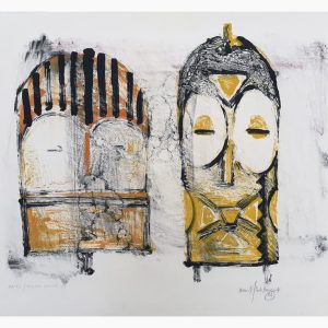 Masks Nigeria Period, Frottage on Paper, Edition 1/1, 29.4 x 21.25 inches