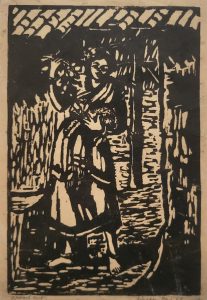 Return from the Market, Figurative, Woodcut on Paper