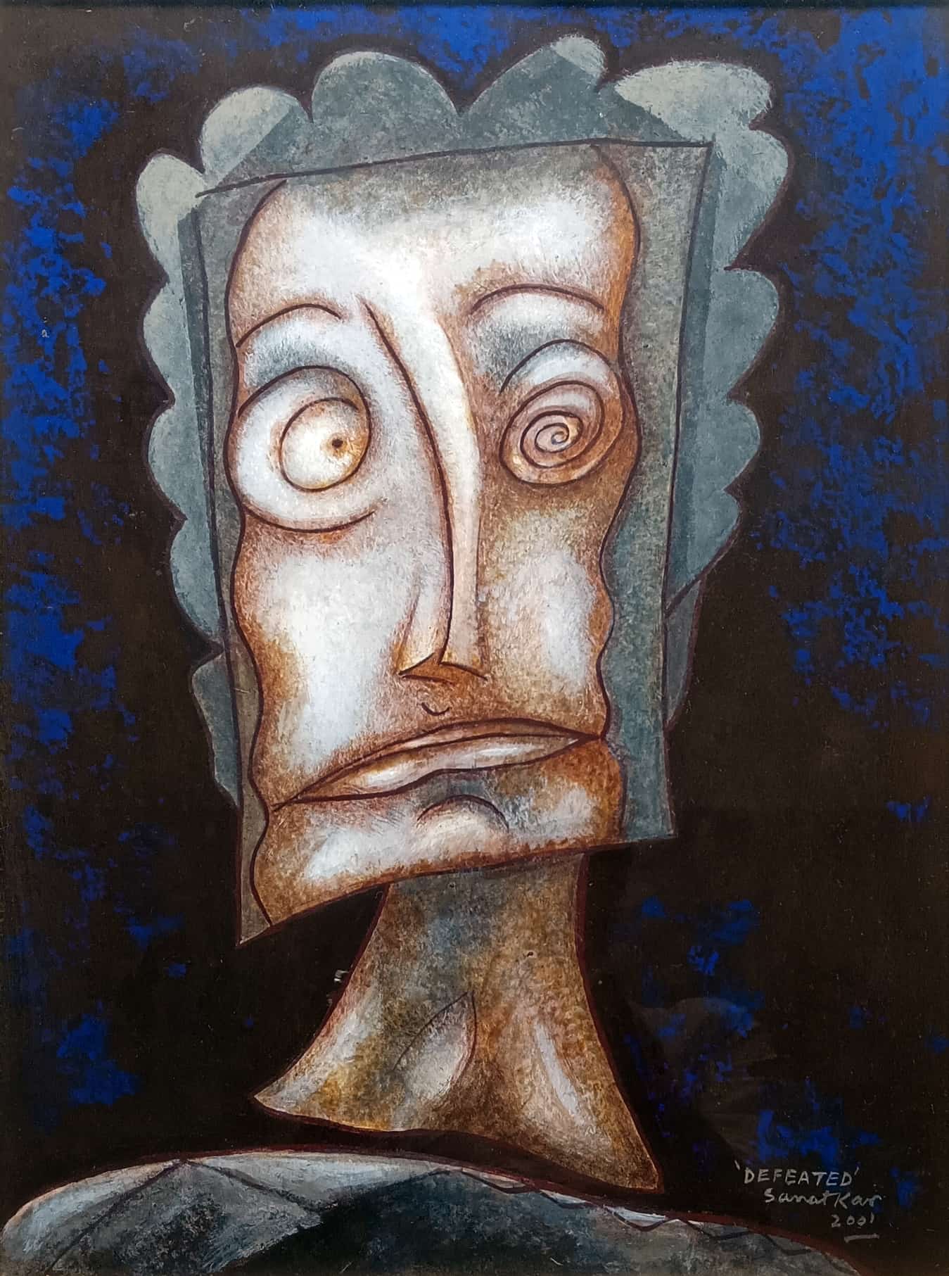 Sanat Kar Defeated Tempera on Paper 17.5 x 13 inches 2001