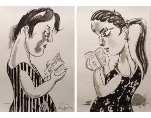 Untitled, (Reading Book), Set of 2 works