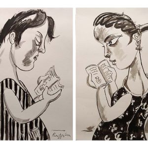 Untitled, (Reading Book), Set of 2 works