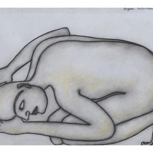 Man Kneeling on the Floor, Figurative, Dry Pastel on Paper