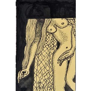 Untitled, Figurative, Pen, Brush & Ink on Postcard