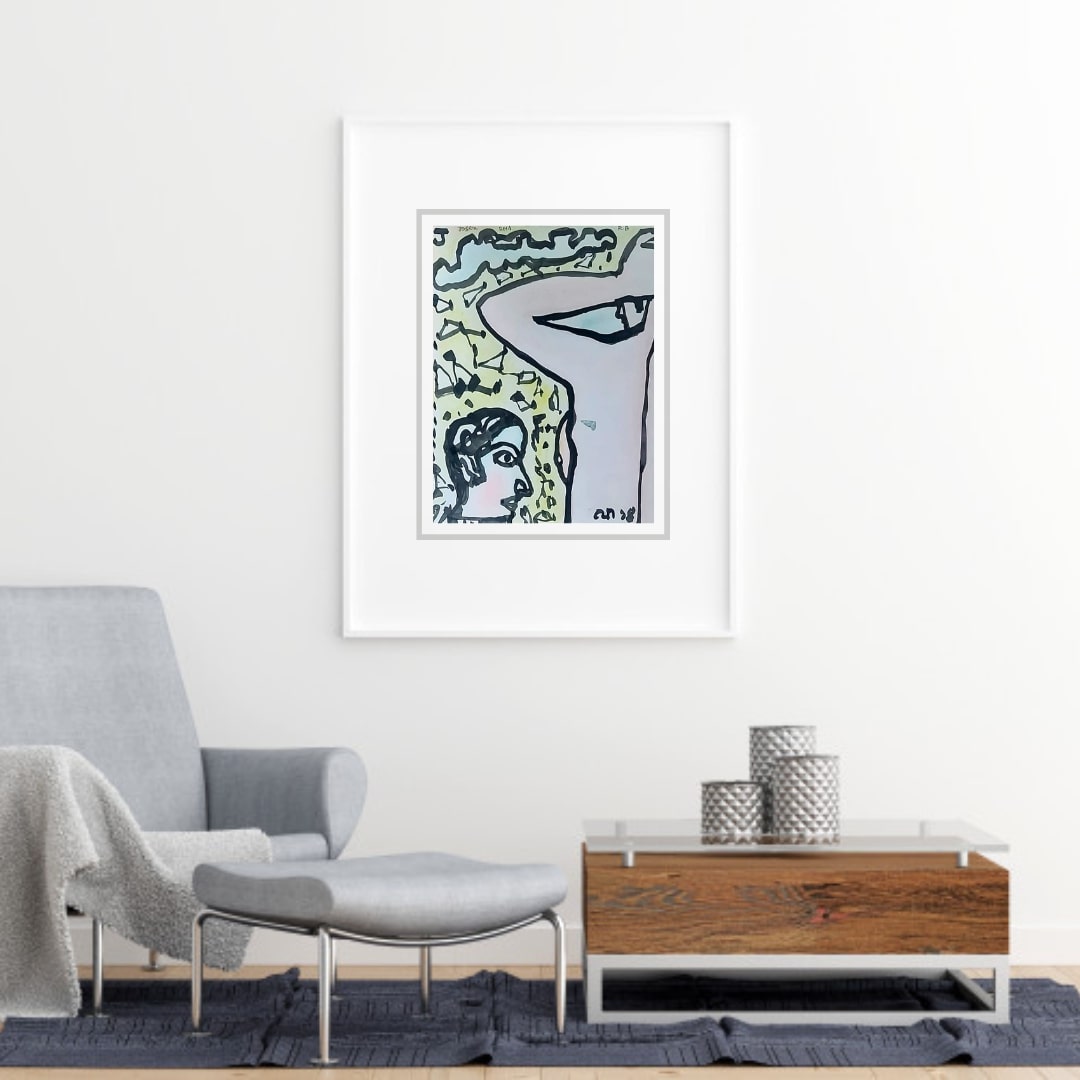 Jogen Chowdhury Untitled Ink with Brush & Dry Pastel on Paper 14 x 11 inches 2014