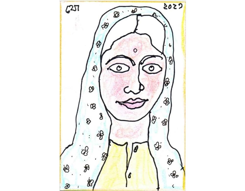 Jogen Chowdhury Untitled Mixed Midea on Paper 8.3 x 6 Inches 2023