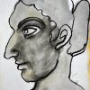 Jogen Chowdhury Face Coloured Dry Pastel Charcoal Wash on Paper 10 x 8 inches 2021