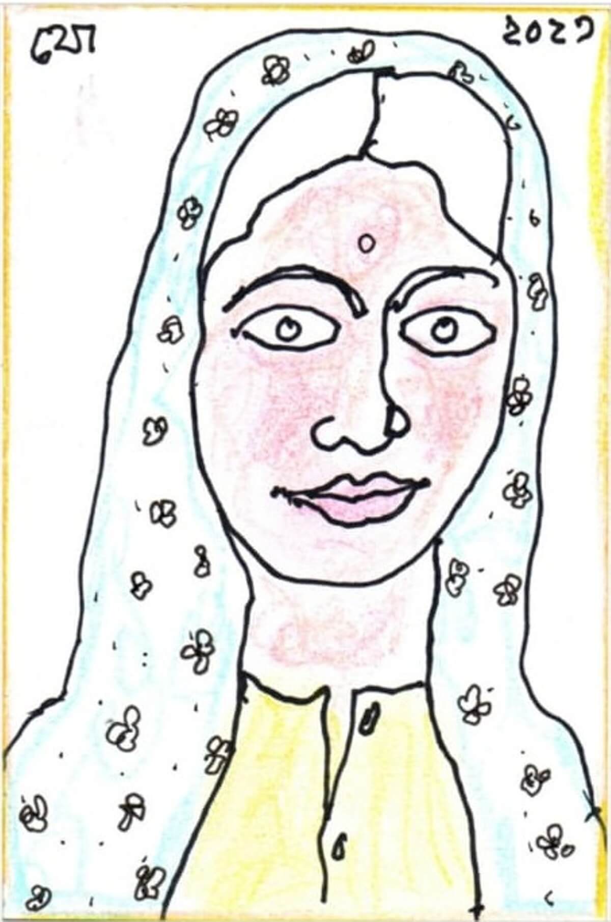 Jogen Chowdhury Untitled Mixed Midea on Paper 8.3 x 6 Inches 2023