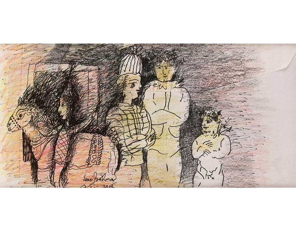 Sakti Burman Mixed Media on Paper 4.5x9 inches 2012