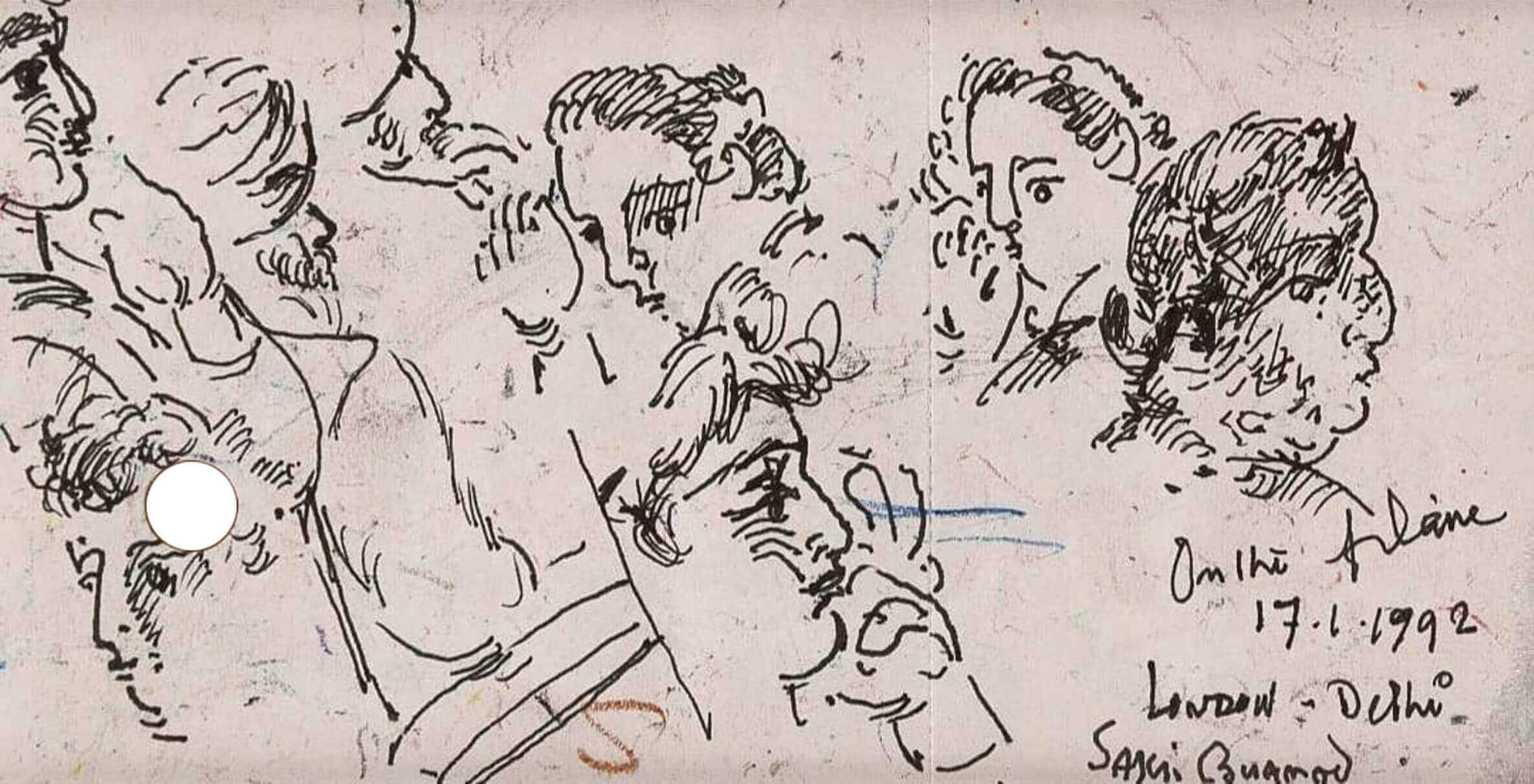 Sakti Burman Pen on Paper 3x6 inches 1992