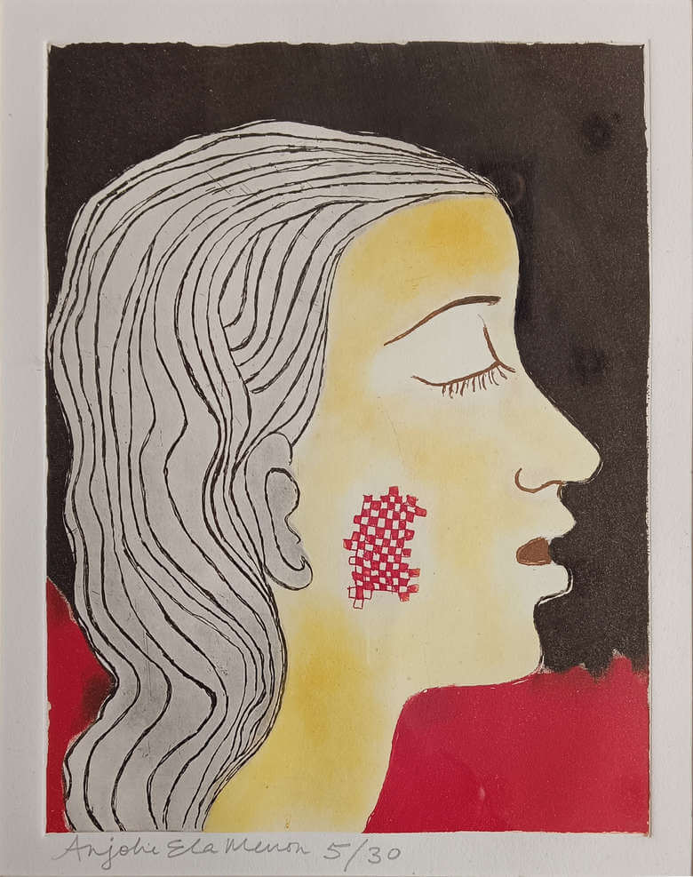 Anjolie Ela Menon, Head, Etching, 10 x 7.5 Inches, 2009