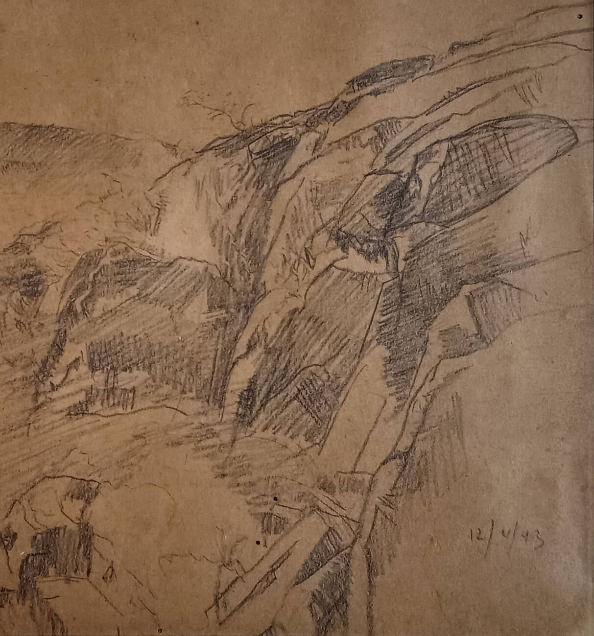 Atul Bose Rajgir-1 Charcoal on Paper 7 x 10 inches 1943