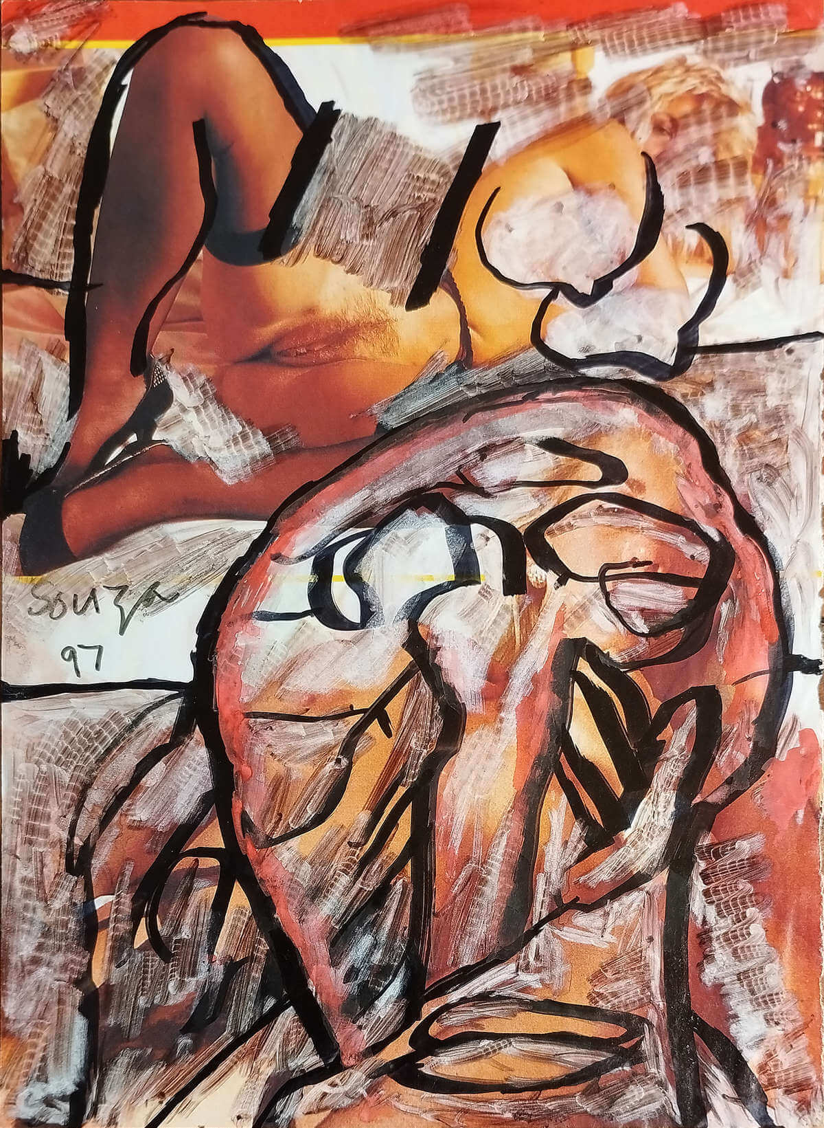 F.N Souza, Untitled, Mixed media on Paper, 11.5 x 8 Inches, 1997