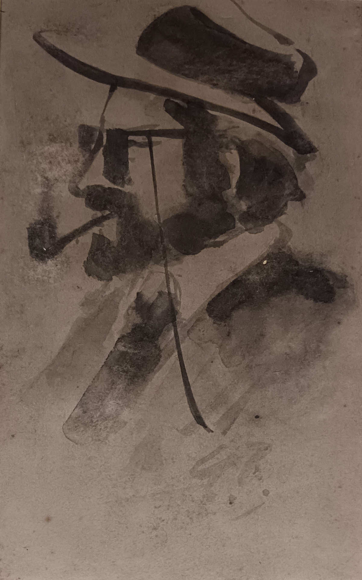 Gaganendra Nath Tagore Untitled ( Man with the Pipe ) Watercolour on fine Board 7 x 4.5 inches