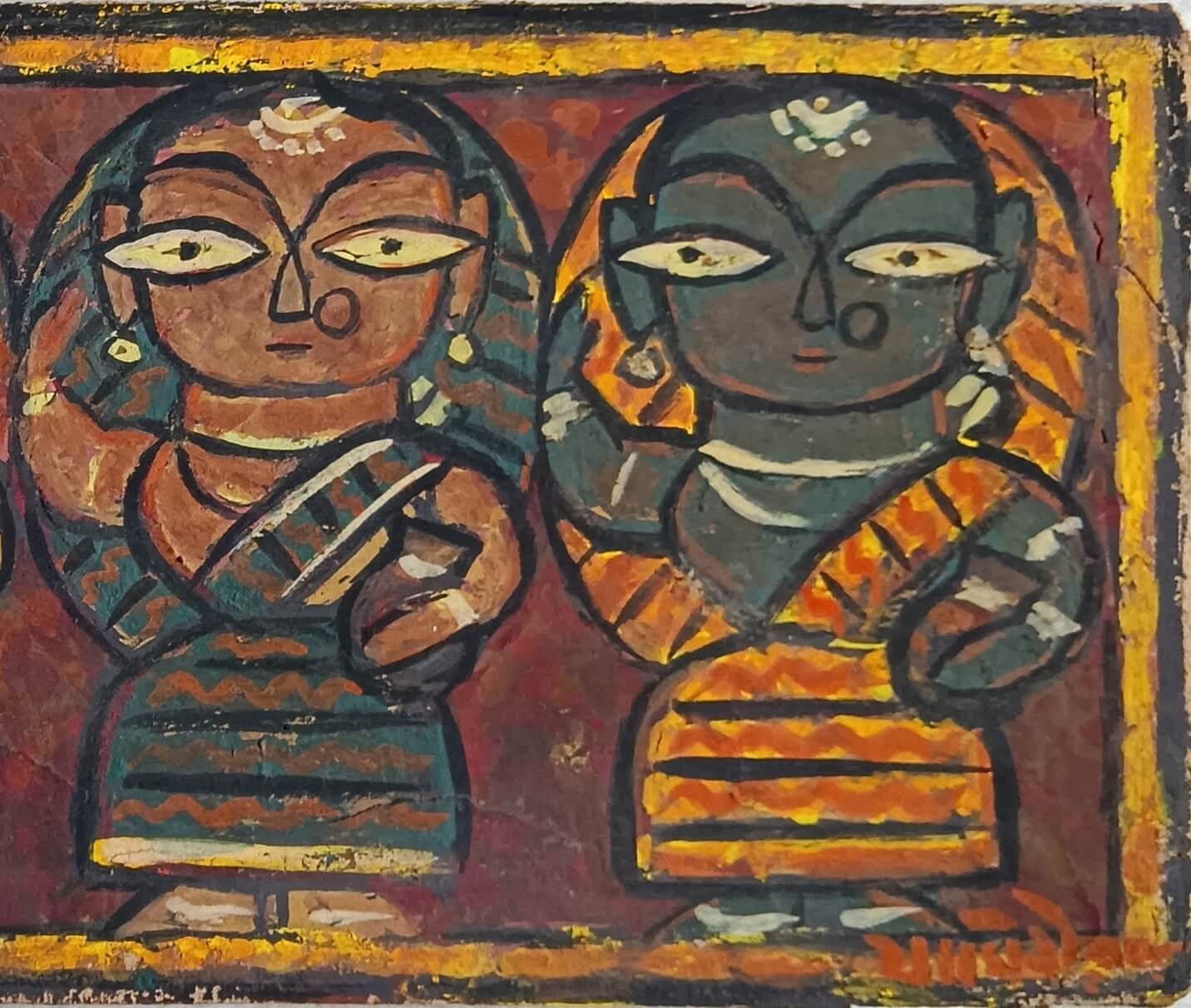 Jamini Roy, Untitled, Tempera on Board, 6.5 x 16.5 inches