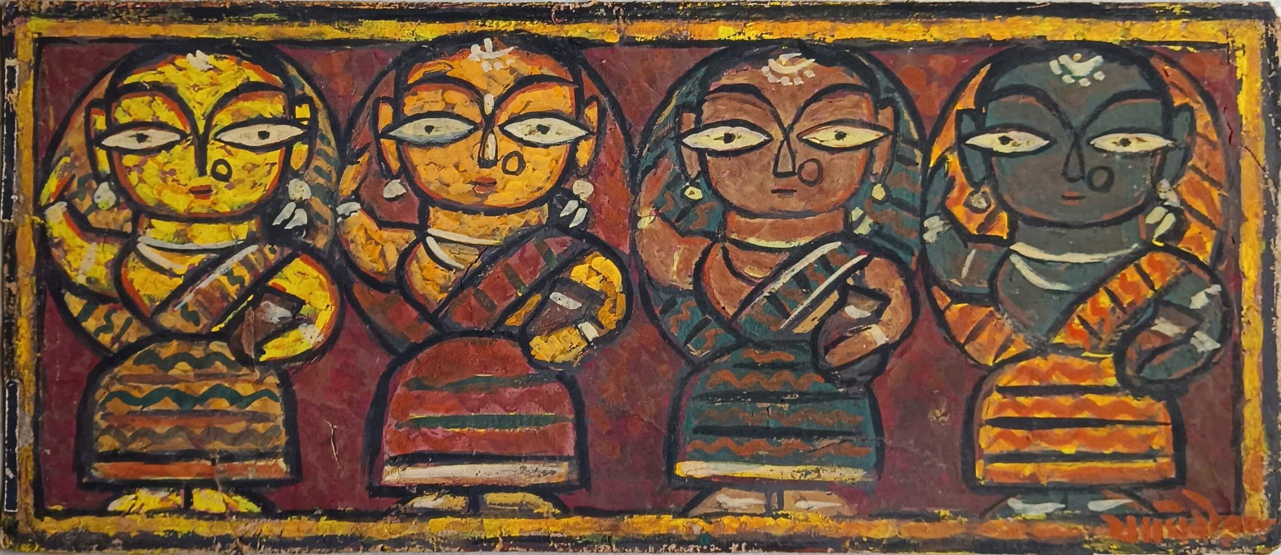 Jamini Roy, Untitled, Tempera on Board, 6.5 x 16.5 inches